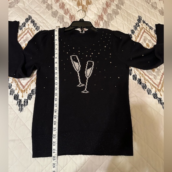 TALBOTS PUFF SLEEVE BLACK CREWNECK PULLOVER - SPARKLING CHAMPAGNE. Size XS NWT - Picture 6 of 9